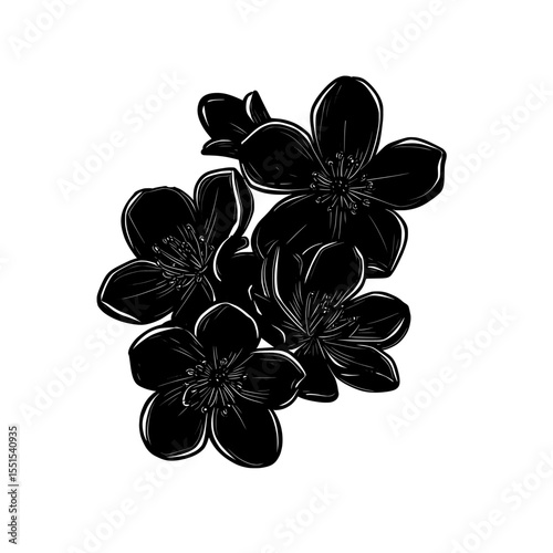 Stock modern black flower icons come in a set, including formats like object, picture, and image