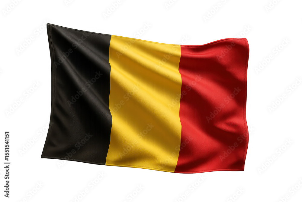 Waving flag of Belgium isolated on a transparent background, national symbol Waving flag of Belgium isolated on a transparent background, national symbol