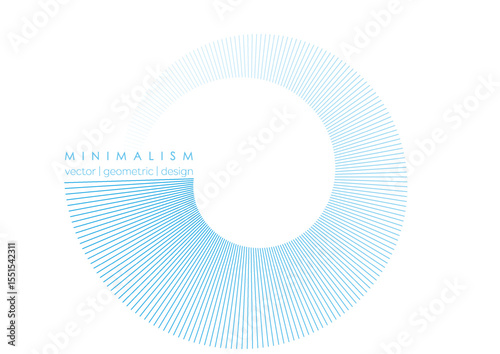 Blue minimal circular lines abstract futuristic tech background. Vector concept design