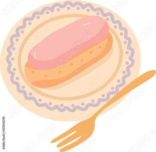 Eclair on Plate with Fork