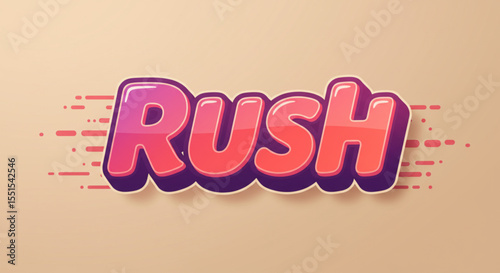 Dynamic 3D Text Effect Rush - Bold, Colorful Typography Design
