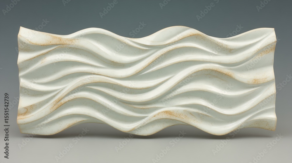 Fototapeta premium Sculptural Ceramic Wave Panel: A Study in Texture and Form