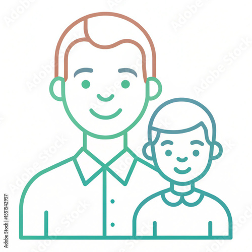 Father love icon outline, Happy Dad illustration. Parent Day flat color vector on white background.
