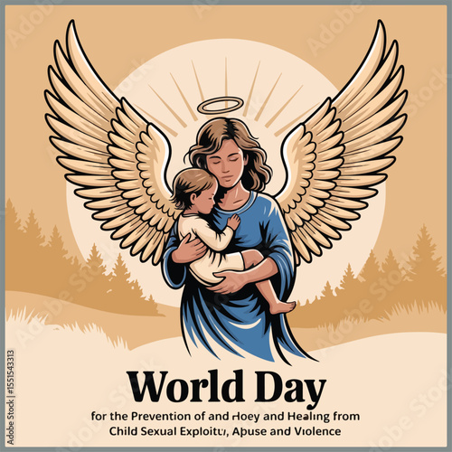 Heartfelt flyer showing protection, healing, and hope for children against abuse and exploitation.