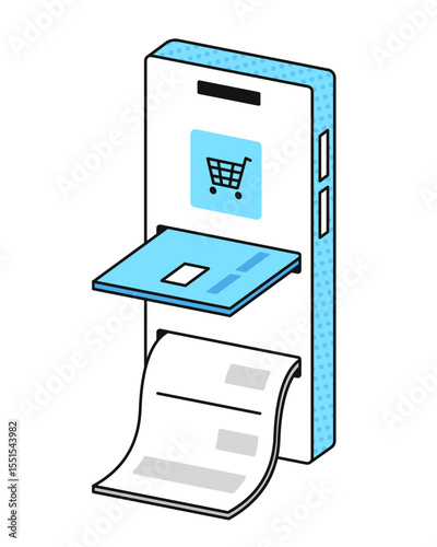 Buying goods via bank card and via online smartphone. Vector illustration
