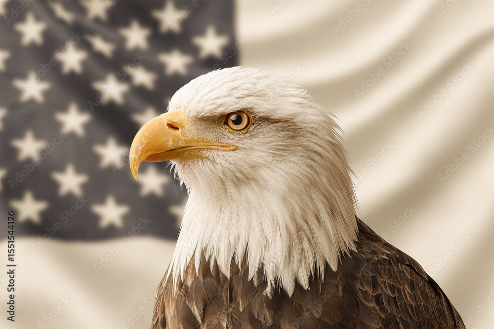 Obraz premium American bald eagle with American flag