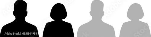 Set of icon avatar profile icon in silhouettes. Profile icon. Avatar icons set. Male and female head silhouettes. Man and woman avatar profile. Male and Female face silhouette icon.	