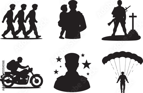 Soldier with Child Silhouette | Family Homecoming Army Vector Design

