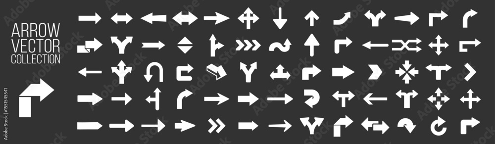 Arrow icon set, simple vector arrows collection, modern cursor symbols for web design and interface on transparent background Arrow icon set, simple vector arrows collection, modern cursor symbols for web design and interface on transparent background
