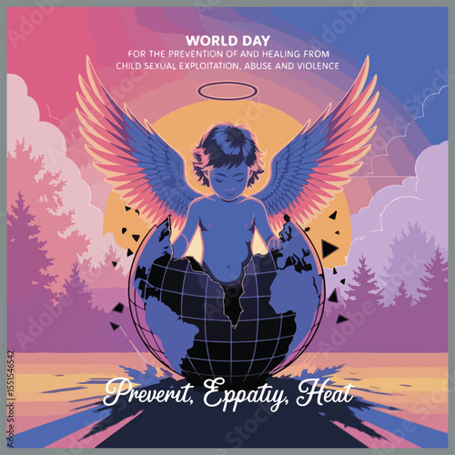 Heartfelt flyer showing protection, healing, and hope for children against abuse and exploitation.
