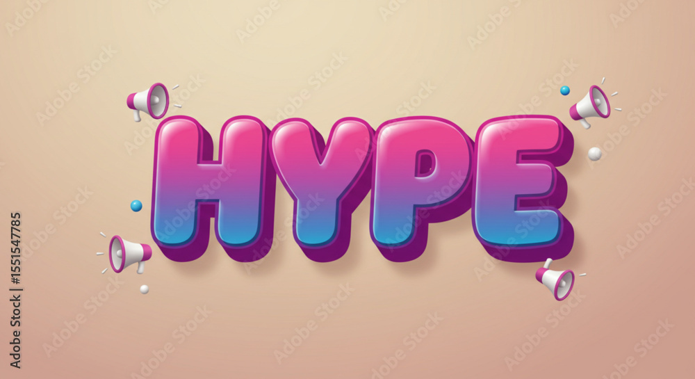 Fototapeta premium Hype Text Effect Vibrant Gradient 3D Letters Design