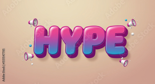 Hype Text Effect Vibrant Gradient 3D Letters Design