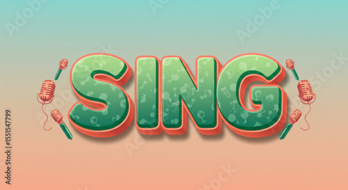 Vibrant 'Sing' Text Effect  Colorful 3D Lettering Design