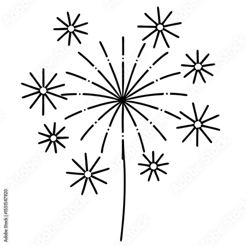 Minimal Fireworks Outline Design 