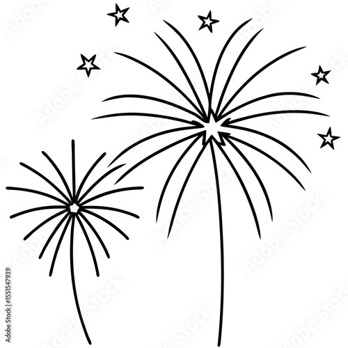 Minimal Fireworks Outline Design 