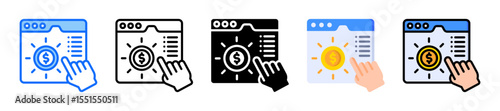 Cost Per Click Icon Set Collection Multiple Style 
