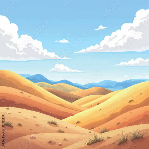 Vsai rolling sand dunes stretching under a cloudy sky in the desert