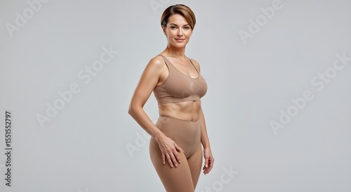 Photorealistic Full-Body Portrait of Confident 50-Year-Old British Woman Post Cosmetic Surgery