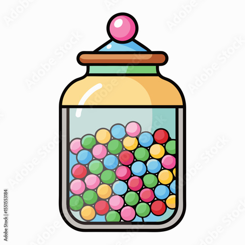 Vector illustration of candy sprinkle jar – pastel decorative food container for bakery label art, confectionery branding, and children’s sweet-themed graphics