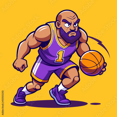 Cartoon muscular barbarian warrior in action pose – vector character with fantasy armor and blade for RPG designs, epic sticker packs, and battle illustrations