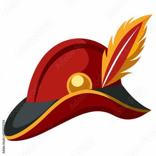 Classic pirate hat with plume vector – hand-drawn SVG accessory illustration in retro style on white, perfect for cosplay, fantasy games, or sea adventure decor
