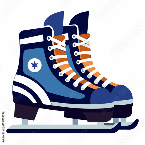 Cartoon vector hockey skates – ice sports gear on clean white background. Great for winter game illustrations, team graphics, or sports-themed vector sticker sets.