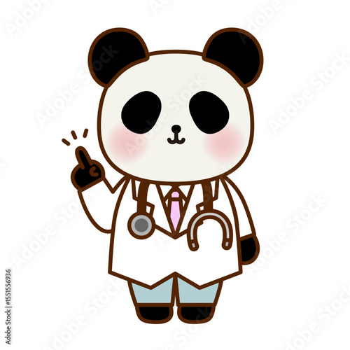 指差ししたかわいいパンダのお医者さんイラスト素材