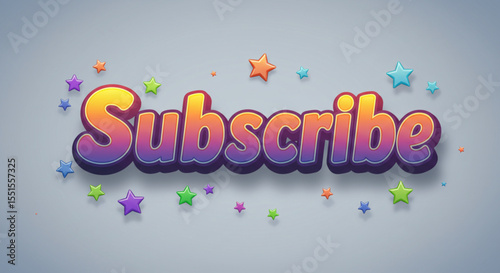 Colorful Subscribe Button Design  Gradient Text with Stars