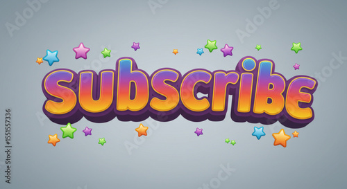 Colorful Subscribe Button Design Cartoon Style Text Effect