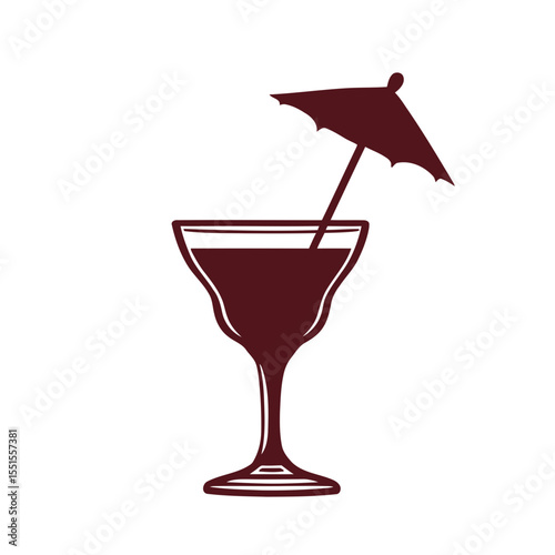 A cold red alcoholic martini cocktail in a glass with ice, perfect for a party celebration