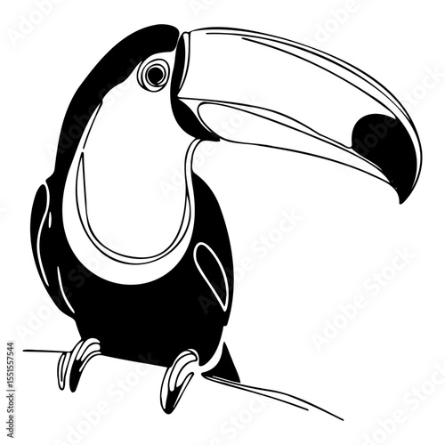 Bold Black and White Toucan Illustration
