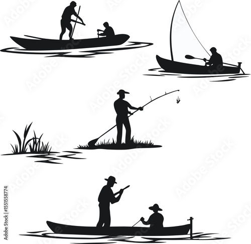 silhouette sport fishing blank water