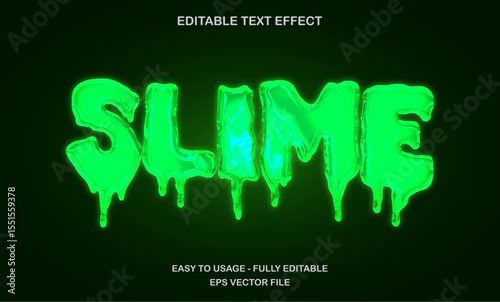 Green slime horror dripping text effect for halloween spooky design editable vector