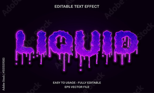 Purple glowing liquid text effect with neon dripping style editable for sci-fi and horror