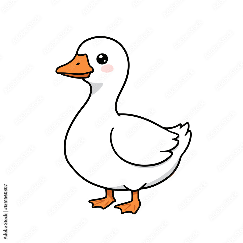 Obraz premium Cute cartoon baby duck standing with a cheerful expression, isolated on a transparent background