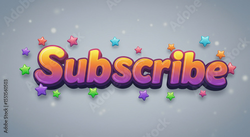 Colorful Subscribe Button Design 3D Text Effect with Stars