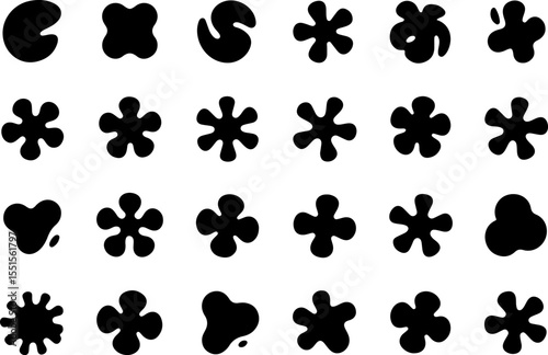 Brutalist abstract geometric shapes and grids vector silhouette illustration set