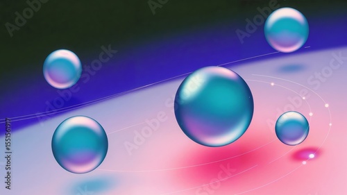 Colorful abstract spheres floating in a gradient background  