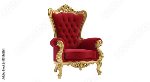 Regal red armchair, 3d rendered on white background
