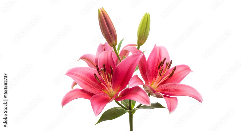 Naklejka premium Pink Lily Arrangement on white background