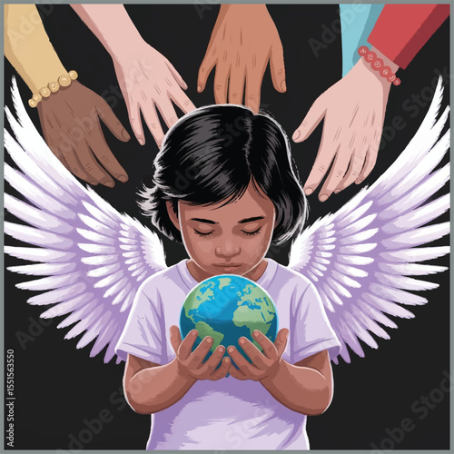 Heartfelt flyer showing protection, healing, and hope for children against abuse and exploitation.