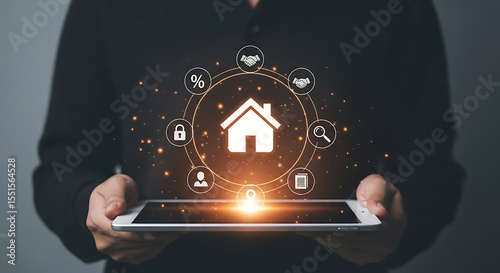 Digital homeownership concept illustrated with smart technology and innovative real estate solutions