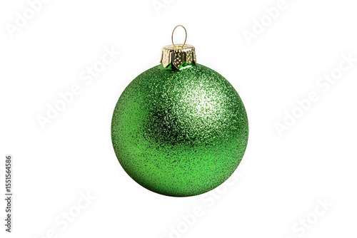 Sparkling green christmas bauble ornament decoration festive holiday celebration xmas season decorative sphere isolated on transparent background