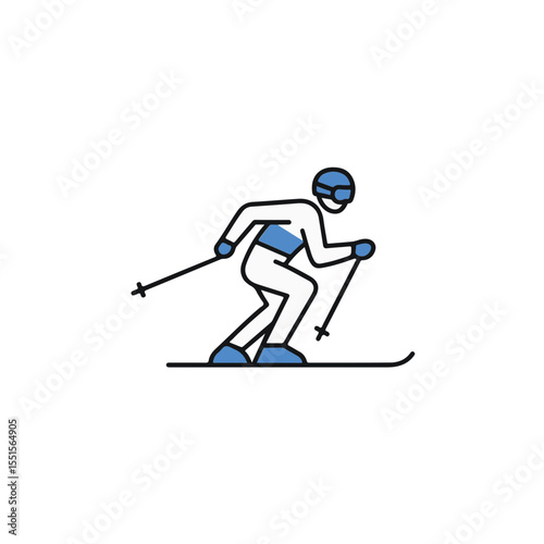 An illustration of a skier navigating the snowy slopes, a moment of winter adventure.