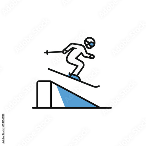 A skier jumping in the snow. 