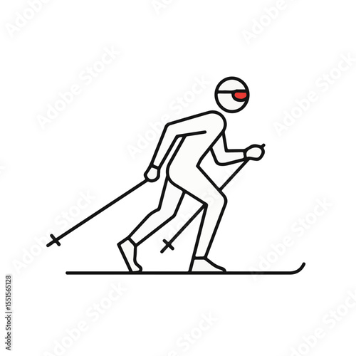 A minimalist illustration depicting a person skiing.