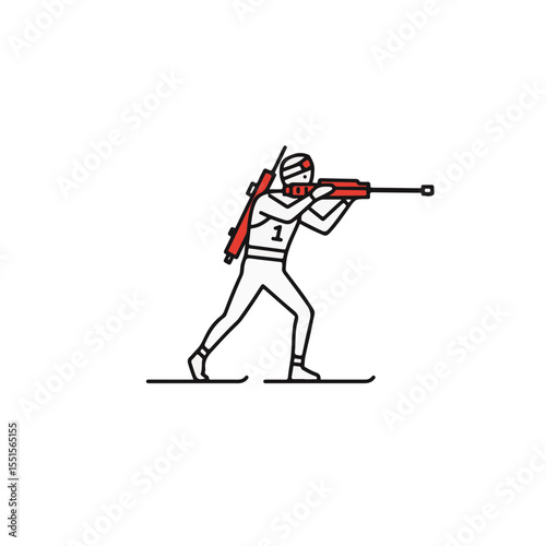 A Biathlete Aiming Rifle with Precision.