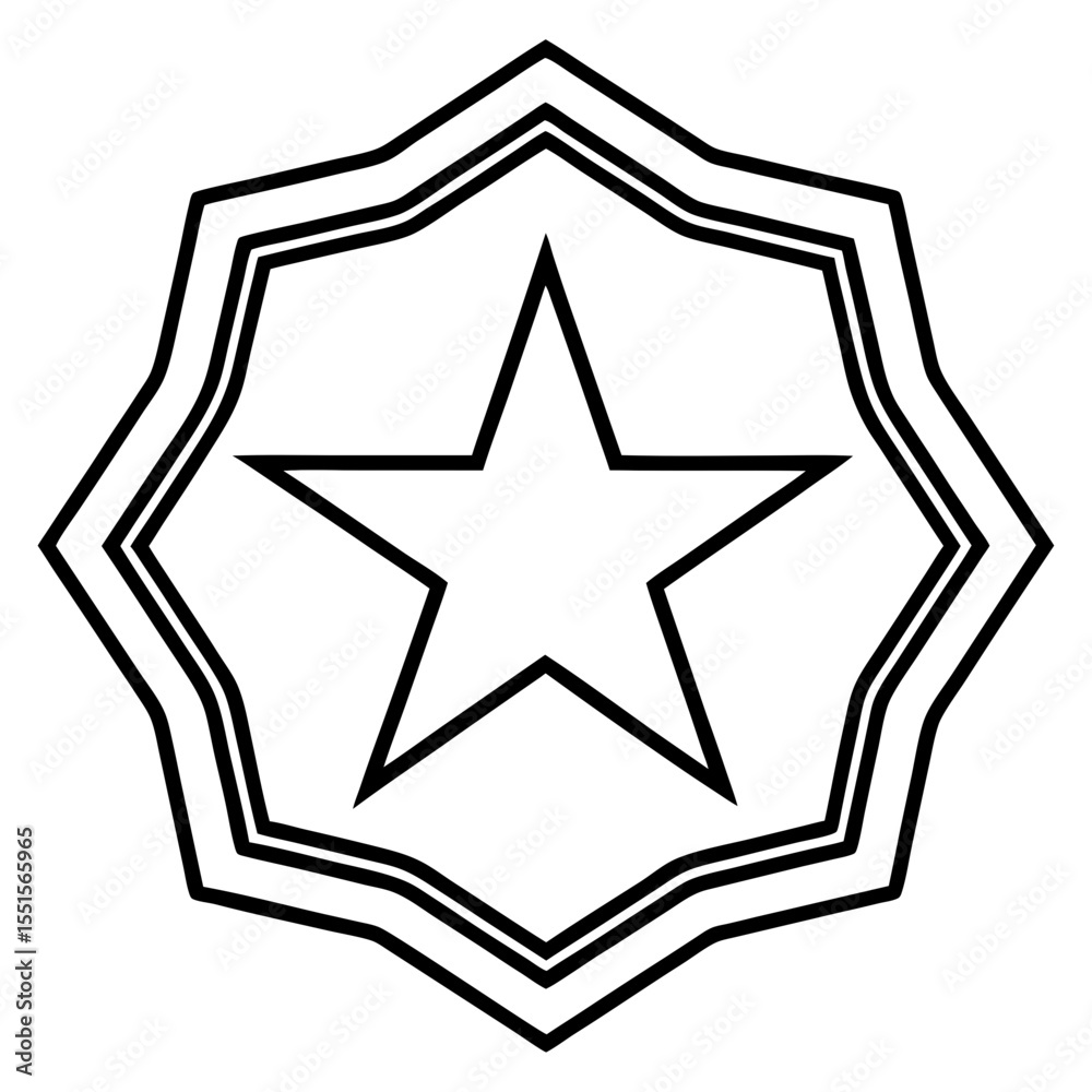 Fototapeta premium Minimal Star Emblem Line Art 