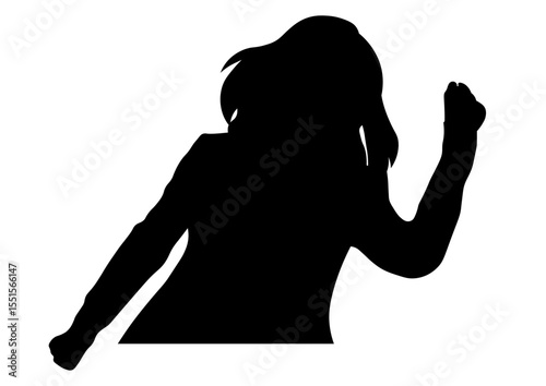 走るポーズの女性のシルエット