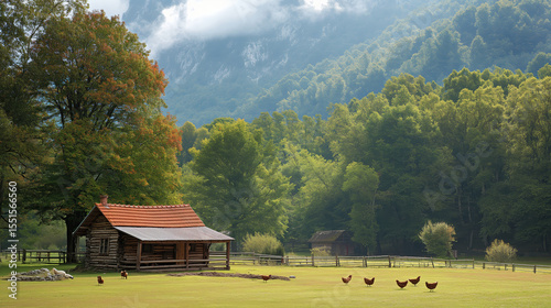 Farmer standing on a farm with cattle. Farmer breeds cows, sheep, pigs, chickens in nature. Livestock. Domestic animals.	